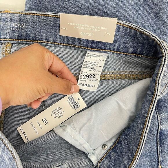 NEW Chicos Bootcut Jeans 16R 3R High Rise Flare Denim Stretch Light Wash $89 - Picture 4 of 13
